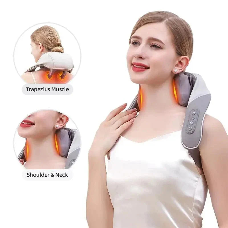 Smart Neck & Shoulder Massager with Heat and Kneading | Cervical, Lumbar Trapezius Muscle Relaxer